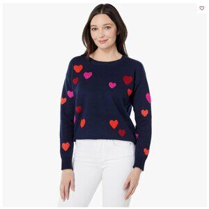 Draper James Multi Heart Crewneck Sweater, sz large